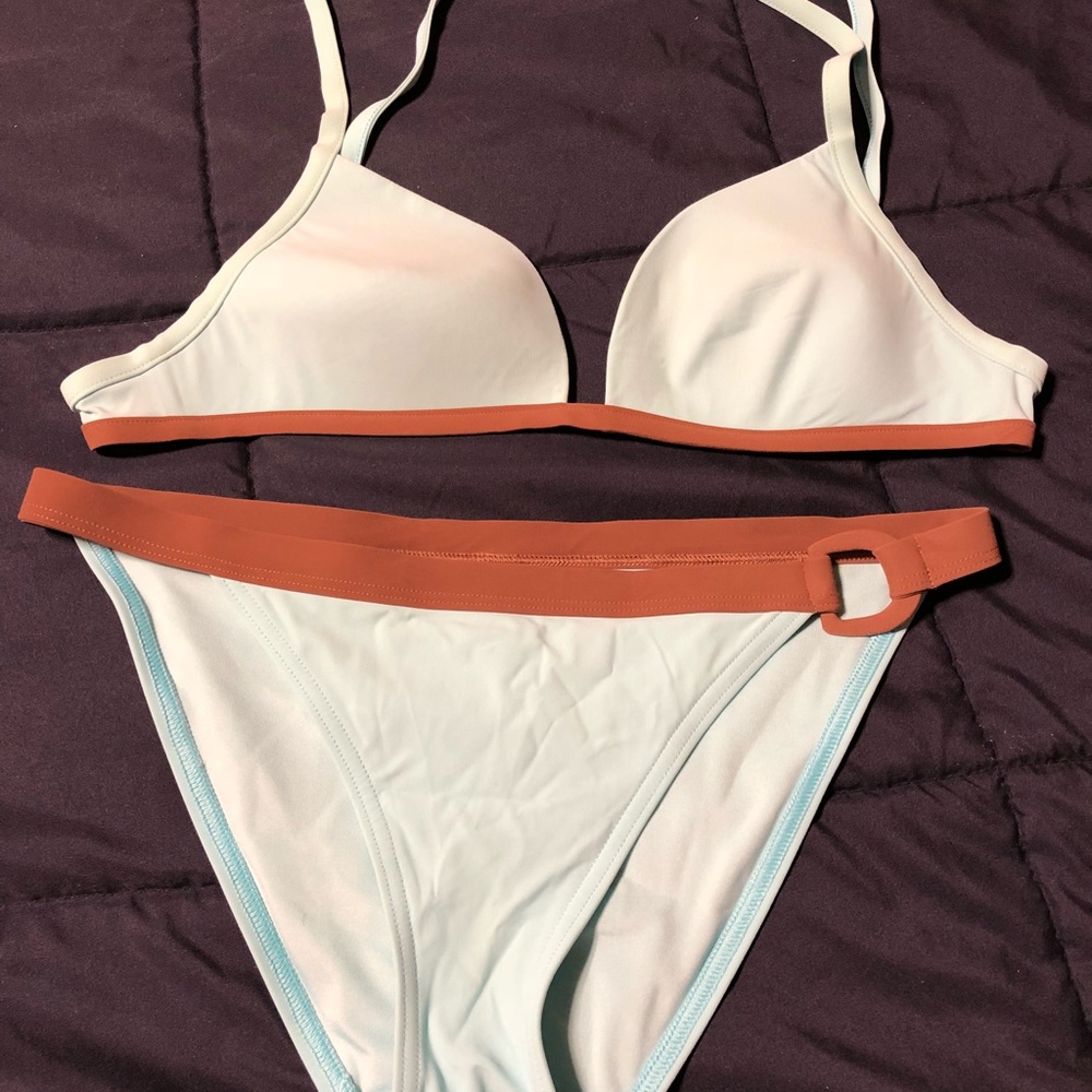 Light blue and tan bikini